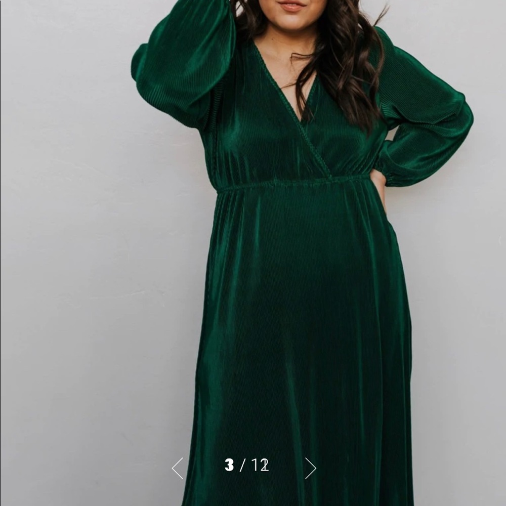 Baltic Born Venus Pleated Maxi Dress Forest Green